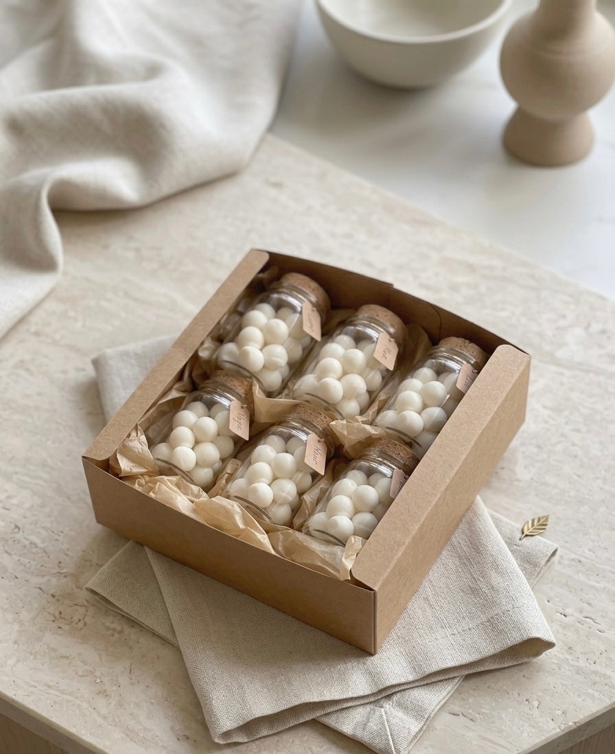 Fondants parfumés en billes dans flacon en verre NACRÉAR