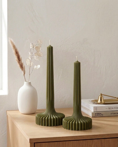 Duo de Piliers Striés – Alya | Bougies Sculpturales