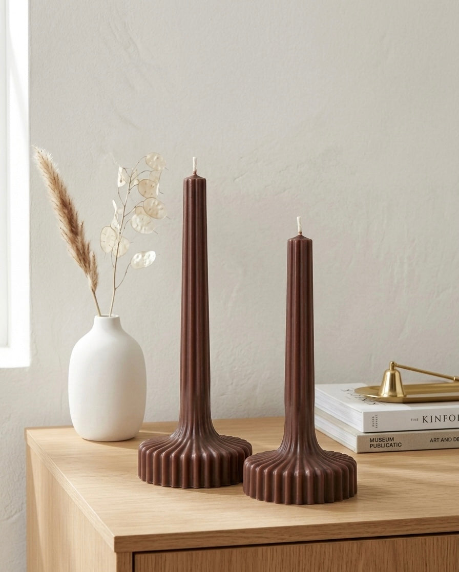 Duo de Piliers Striés – Alya | Bougies Sculpturales