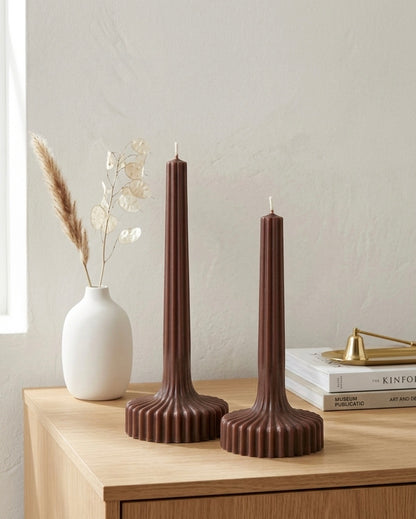 Duo de Piliers Striés – Alya | Bougies Sculpturales
