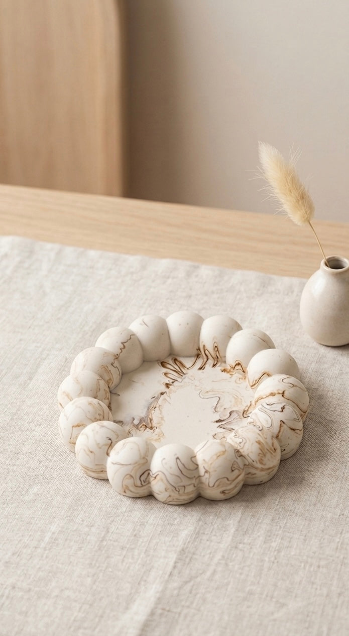 Vide-poche Bubble Marbré – blanc & Beige