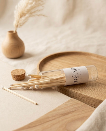 Flacon d’allumettes décoratives avec étiquette minimaliste NACREAR pour bougies et brûleurs